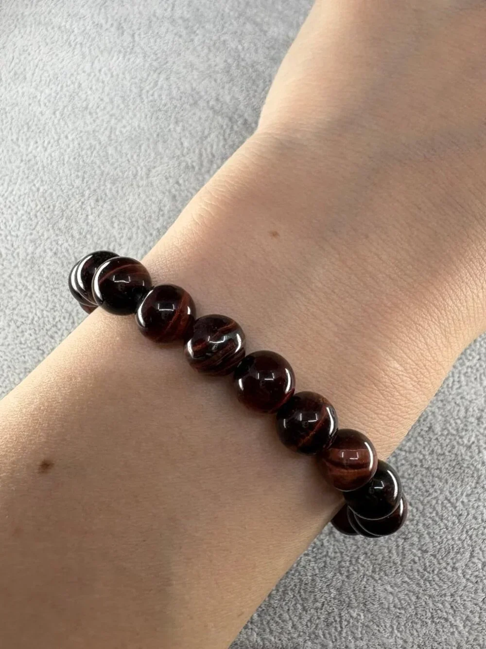 8mm Natural Red Tiger Eye Bead Bracelet Genuine Crystal Custom Size Chatoyant